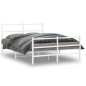 vidaXL Estructura cama metal con cabecero y estribo blanco 135x190 cm vidaXL Estructura cama metal con cabecero y estribo blanco 135x190 cm