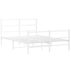 vidaXL Estructura cama metal con cabecero y estribo blanco 135x190 cm