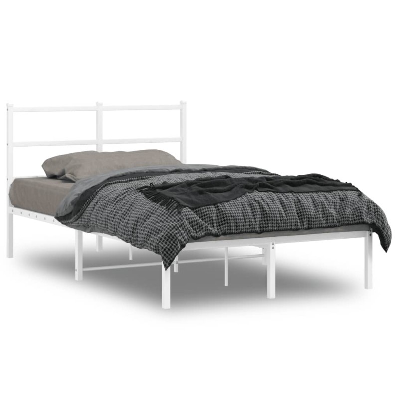 vidaXL Estructura de cama de metal con cabecero blanca 120x200 cm vidaXL Estructura de cama de metal con cabecero blanca 120x200 cm