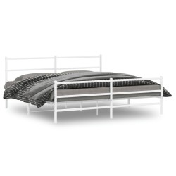 vidaXL Estructura cama metal con cabecero y estribo blanco 193x203 cm