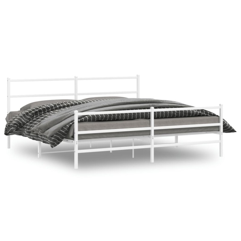 vidaXL Estructura cama metal con cabecero y estribo blanco 193x203 cm vidaXL Estructura cama metal con cabecero y estribo blanco 193x203 cm