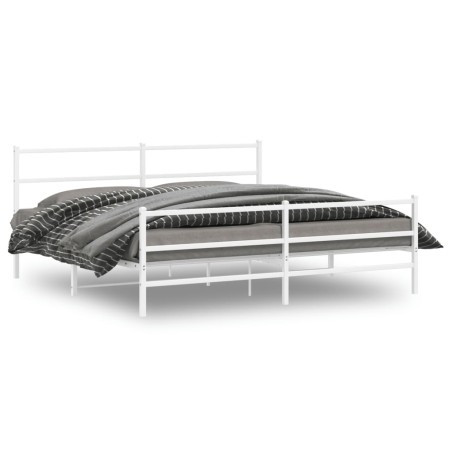 vidaXL Estructura cama metal con cabecero y estribo blanco 193x203 cm