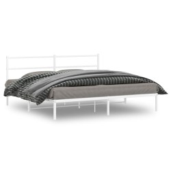 vidaXL Estructura de cama de metal con cabecero blanco 183x213 cm