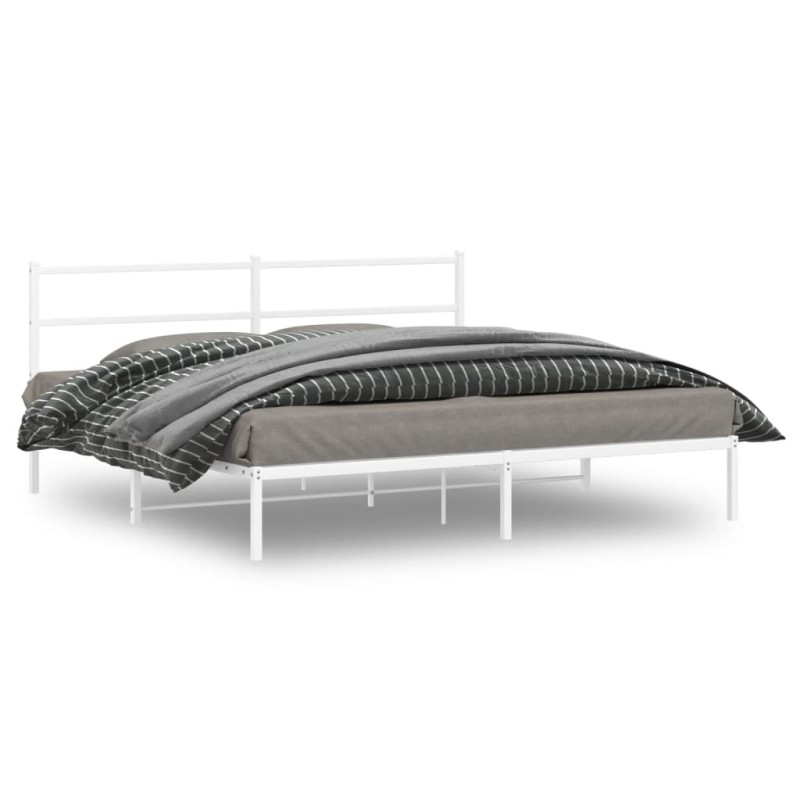 vidaXL Estructura de cama de metal con cabecero blanco 183x213 cm vidaXL Estructura de cama de metal con cabecero blanco 183x213 cm