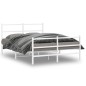 vidaXL Estructura cama metal con cabecero y estribo blanco 140x200 cm vidaXL Estructura cama metal con cabecero y estribo blanco 140x200 cm