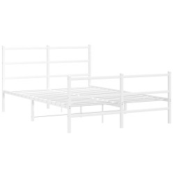 vidaXL Estructura cama metal con cabecero y estribo blanco 140x200 cm