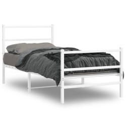 vidaXL Estructura cama metal con cabecero y estribo blanco 90x200 cm