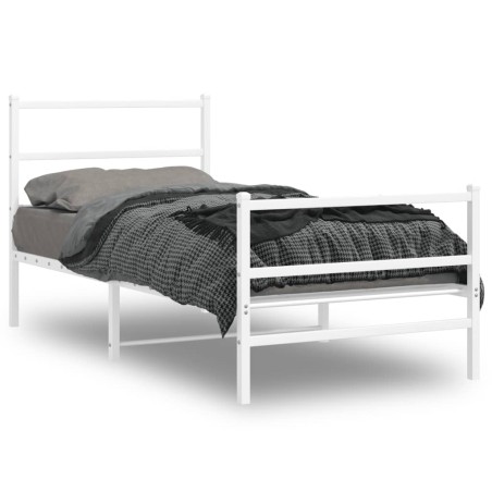 vidaXL Estructura cama metal con cabecero y estribo blanco 90x200 cm