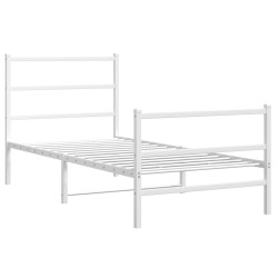 vidaXL Estructura cama metal con cabecero y estribo blanco 90x200 cm