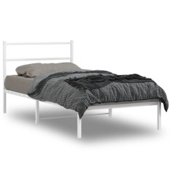 vidaXL Estructura de cama de metal con cabecero blanco 107x203 cm