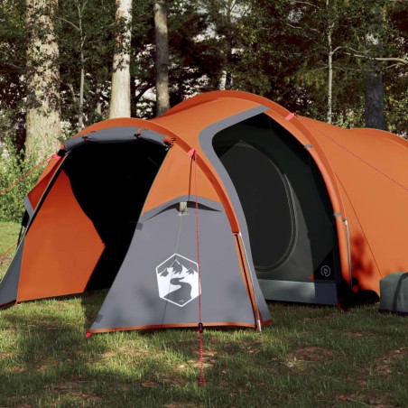 vidaXL Tienda de campaña 3 personas tafetán 185T gris y naranja
