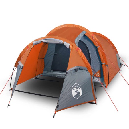 vidaXL Tienda de campaña 3 personas tafetán 185T gris y naranja