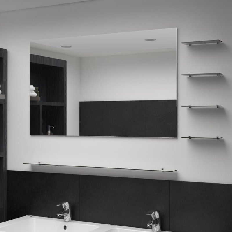 vidaXL Espejo de pared con 5 estantes plateado 100x60 cm vidaXL Espejo de pared con 5 estantes plateado 100x60 cm