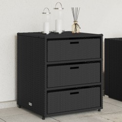 vidaXL Armario de almacenaje de jardín ratán PE negro 55x59x69 cm