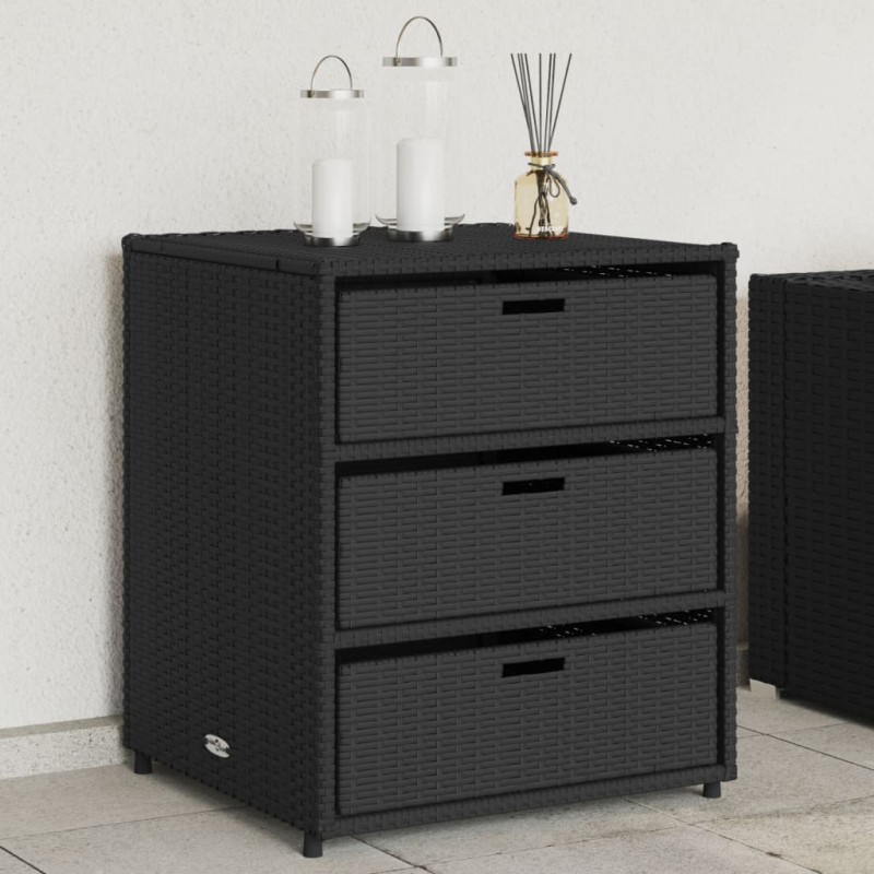 vidaXL Armario de almacenaje de jardín ratán PE negro 55x59x69 cm vidaXL Armario de almacenaje de jardín ratán PE negro 55x59x69 cm