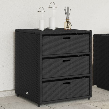 vidaXL Armario de almacenaje de jardín ratán PE negro 55x59x69 cm