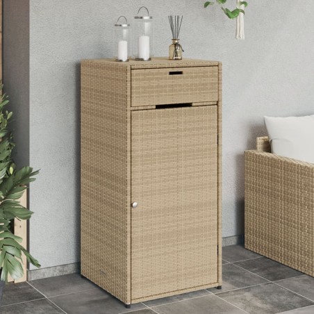 vidaXL Armario de almacenaje de jardín ratán PE beige 55x55x111 cm