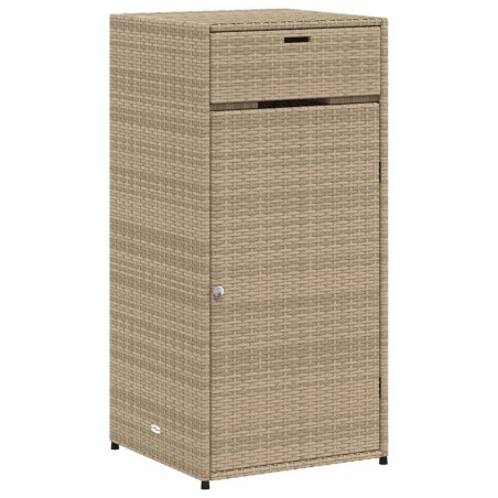 vidaXL Armario de almacenaje de jardín ratán PE beige 55x55x111 cm