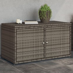 vidaXL Armario de almacenaje de jardín ratán PE gris 110x55x60,5 cm