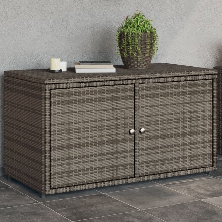 vidaXL Armario de almacenaje de jardín ratán PE gris 110x55x60,5 cm