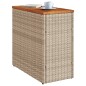 vidaXL Mesa auxiliar jardín tapa madera ratán PE beige 58x27,5x55 cm vidaXL Mesa auxiliar jardín tapa madera ratán PE beige 58x27,5x55 cm