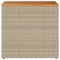 vidaXL Mesa auxiliar jardín tapa madera ratán PE beige 58x27,5x55 cm vidaXL Mesa auxiliar jardín tapa madera ratán PE beige 58x27,5x55 cm