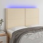 vidaXL Cabecero con luces LED tela crema 144x5x118/128 cm