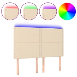 vidaXL Cabecero con luces LED tela crema 144x5x118/128 cm