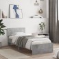 vidaXL Cama con cabecero madera de ingeniería gris hormigón 90x200 cm