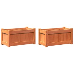 vidaXL Jardineras de exterior 2 uds madera maciza de pino marrón cera