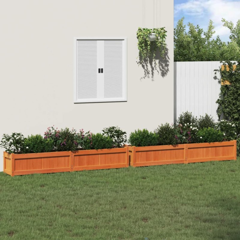 vidaXL Jardineras de exterior 2 uds madera maciza de pino marrón cera