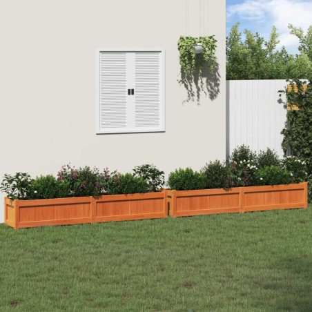 vidaXL Jardineras de exterior 2 uds madera maciza de pino marrón cera