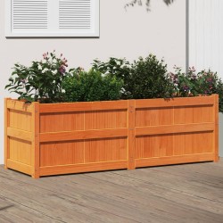 vidaXL Jardinera exterior madera maciza pino marrón cera 150x50x50 cm