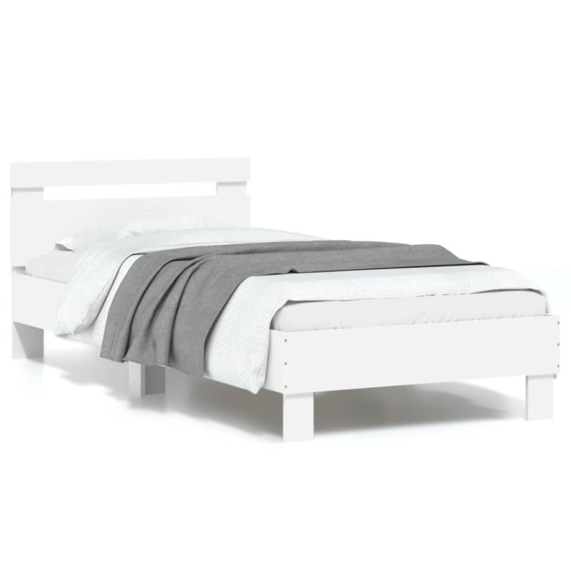 vidaXL Estructura de cama con cabecero y luces LED blanco 90x190 cm vidaXL Estructura de cama con cabecero y luces LED blanco 90x190 cm