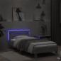 vidaXL Estructura de cama cabecero luces LED gris Sonoma 90x200 cm vidaXL Estructura de cama cabecero luces LED gris Sonoma 90x200 cm