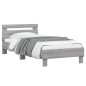 vidaXL Estructura de cama cabecero luces LED gris Sonoma 90x200 cm vidaXL Estructura de cama cabecero luces LED gris Sonoma 90x200 cm