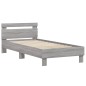 vidaXL Estructura de cama cabecero luces LED gris Sonoma 90x200 cm vidaXL Estructura de cama cabecero luces LED gris Sonoma 90x200 cm