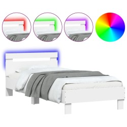 vidaXL Estructura de cama con cabecero y luces LED blanco 90x200 cm