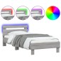 vidaXL Estructura de cama cabecero luces LED gris Sonoma 75x190 cm