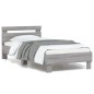 vidaXL Estructura de cama cabecero luces LED gris Sonoma 90x190 cm