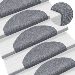 vidaXL Alfombrillas de escalera autoadhesivas 10 uds gris 65x21x4 cm