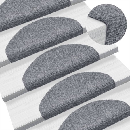 vidaXL Alfombrillas de escalera autoadhesivas 10 uds gris 65x21x4 cm
