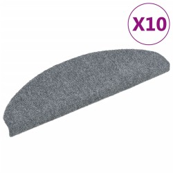 vidaXL Alfombrillas de escalera autoadhesivas 10 uds gris 65x21x4 cm