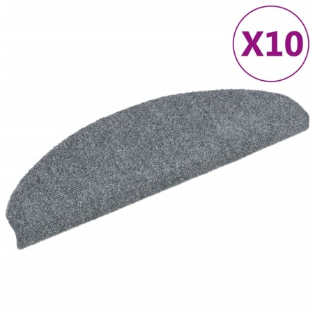vidaXL Alfombrillas de escalera autoadhesivas 10 uds gris 65x21x4 cm
