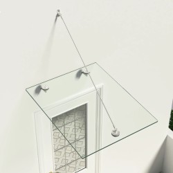 vidaXL Marquesina de puerta vidrio VSG y acero inoxidable 90x75 cm