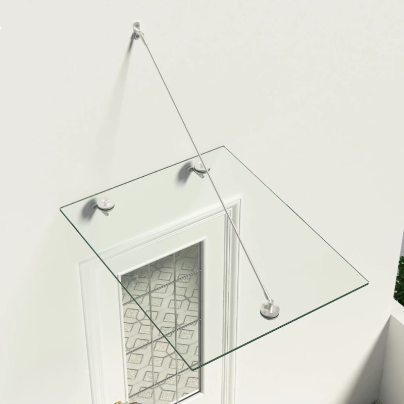 vidaXL Marquesina de puerta vidrio VSG y acero inoxidable 90x75 cm vidaXL Marquesina de puerta vidrio VSG y acero inoxidable 90x75 cm