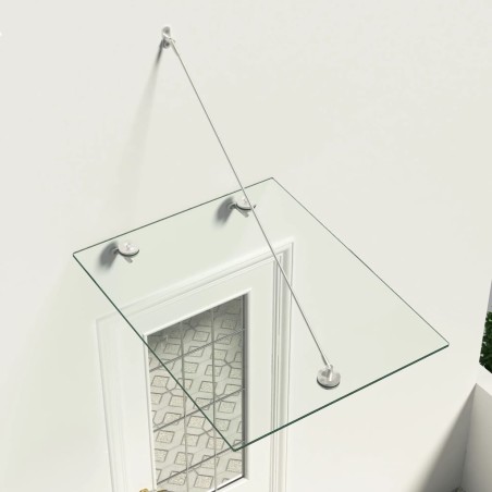 vidaXL Marquesina de puerta vidrio VSG y acero inoxidable 90x75 cm