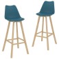 vidaXL Taburetes de bar 2 uds PP y madera maciza de haya turquesa vidaXL Taburetes de bar 2 uds PP y madera maciza de haya turquesa