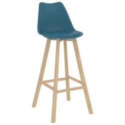vidaXL Taburetes de bar 2 uds PP y madera maciza de haya turquesa