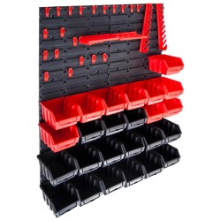vidaXL Kit de cajas de almacenaje 29 pzas paneles de pared rojo/negro